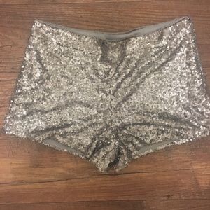 Silver Sequin Shorts